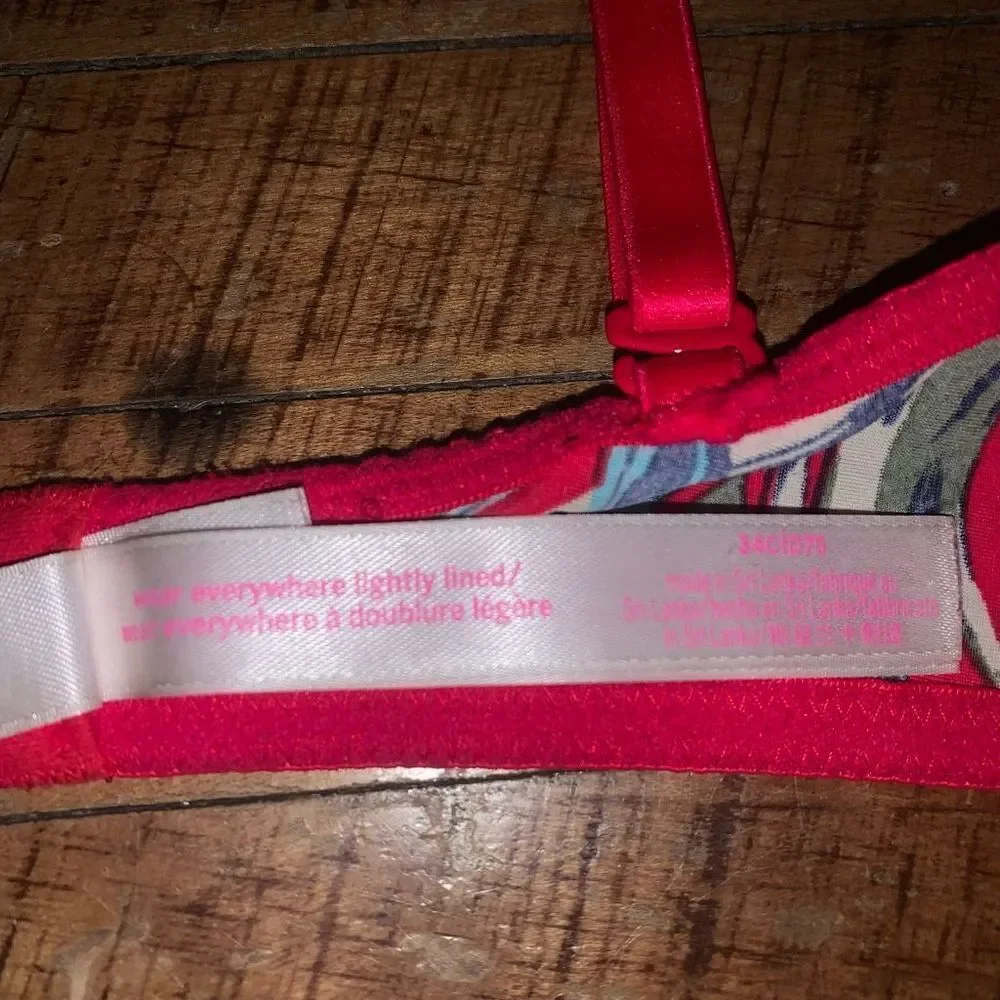 Victoria’s Secret red tropical wear everywhere lightly lined 34C bra